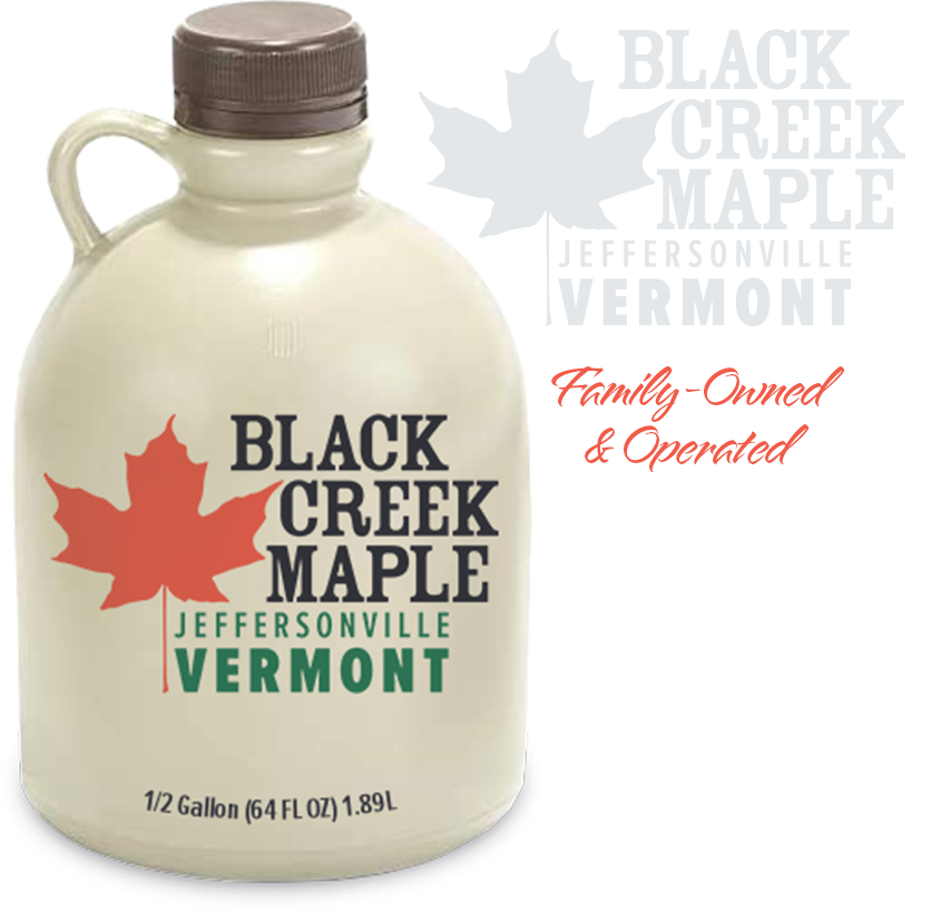 Looking for that perfect sweetener? Our family produces and bottles each jug of 100% Pure Vermont Black Creek Maple Syrup in Jeffersonville, Vermont.