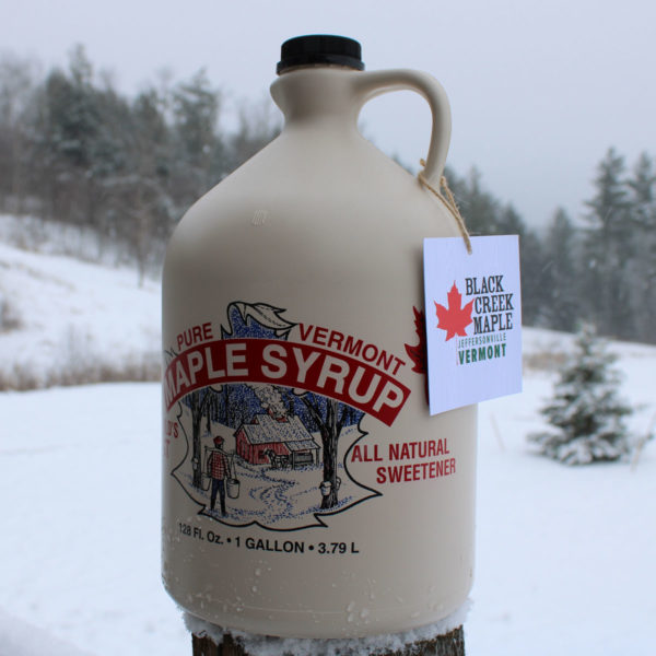 Gallon jug of 100% Vermont Black Creek Maple syrup