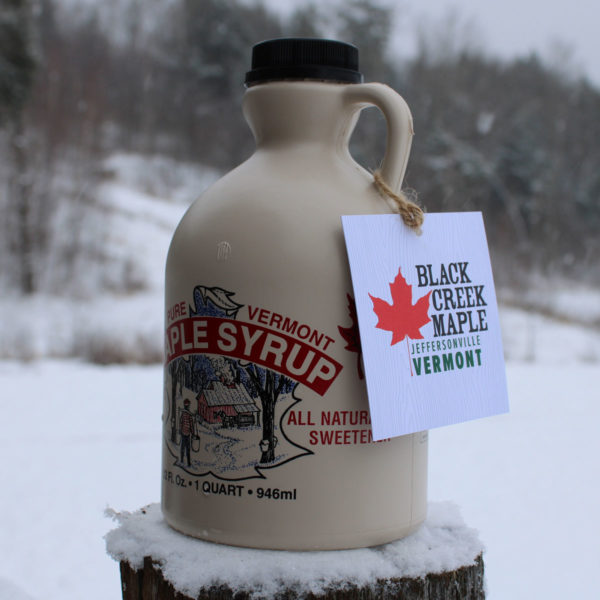 One Quart jug of 100% Vermont Black Creek Maple syrup