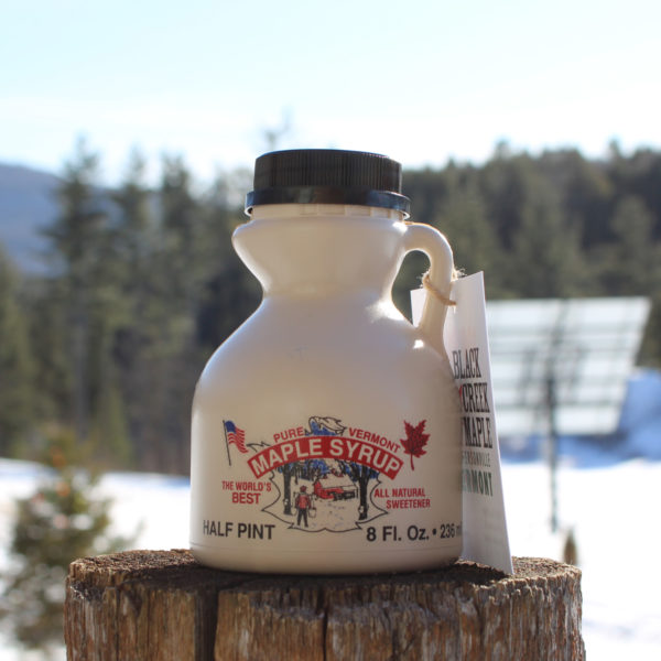 One Half Pint jug of 100% Vermont Black Creek Maple syrup