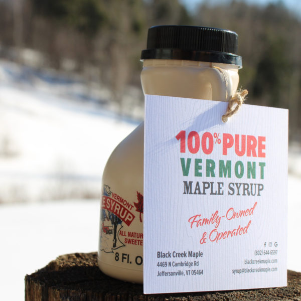 One Half Pint jug of 100% Vermont Black Creek Maple syrup